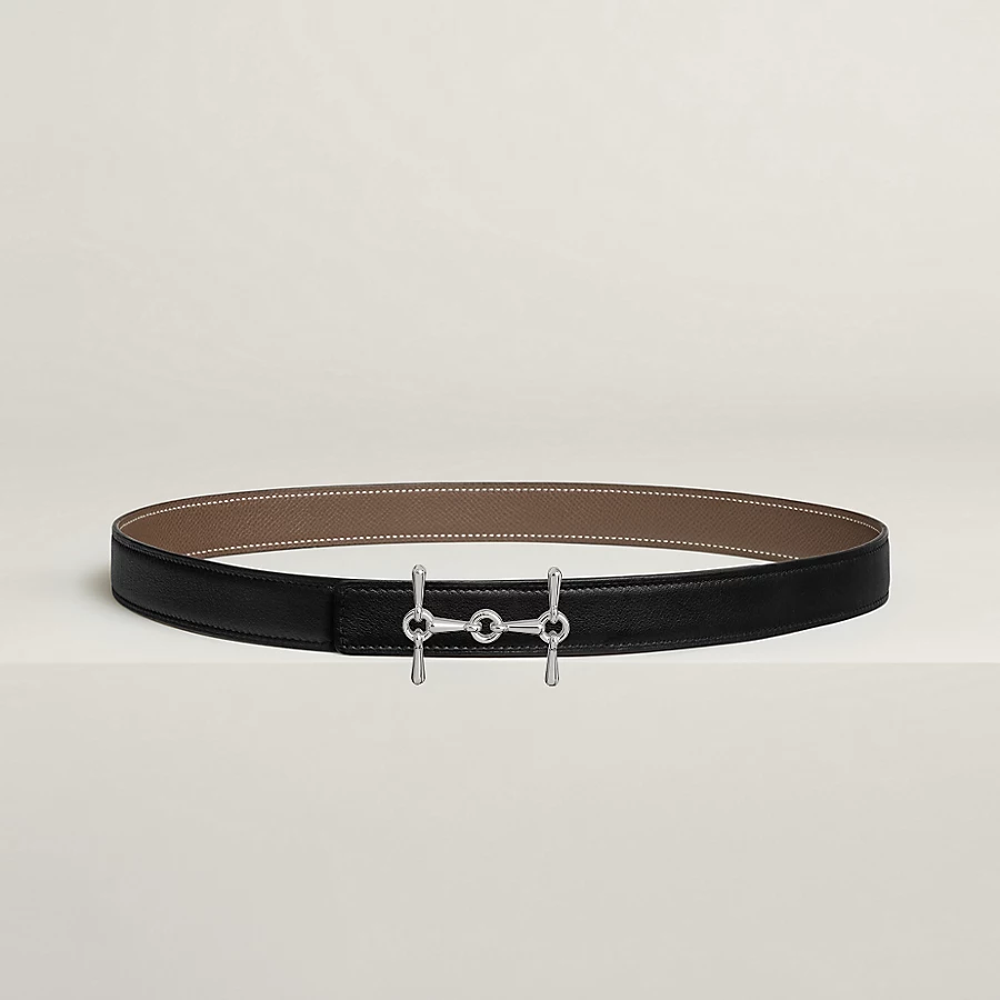 H Equestre belt buckle & Reversible leather strap 24 mm - Image 1